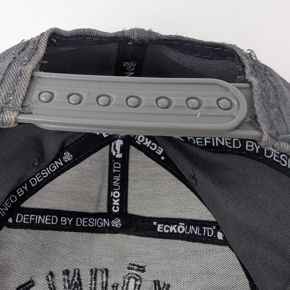 Ecko Unltd Gray Flat Brim Snapback Hat Y2K Vintage Rhino Logo 1972 - Picture 15 of 16